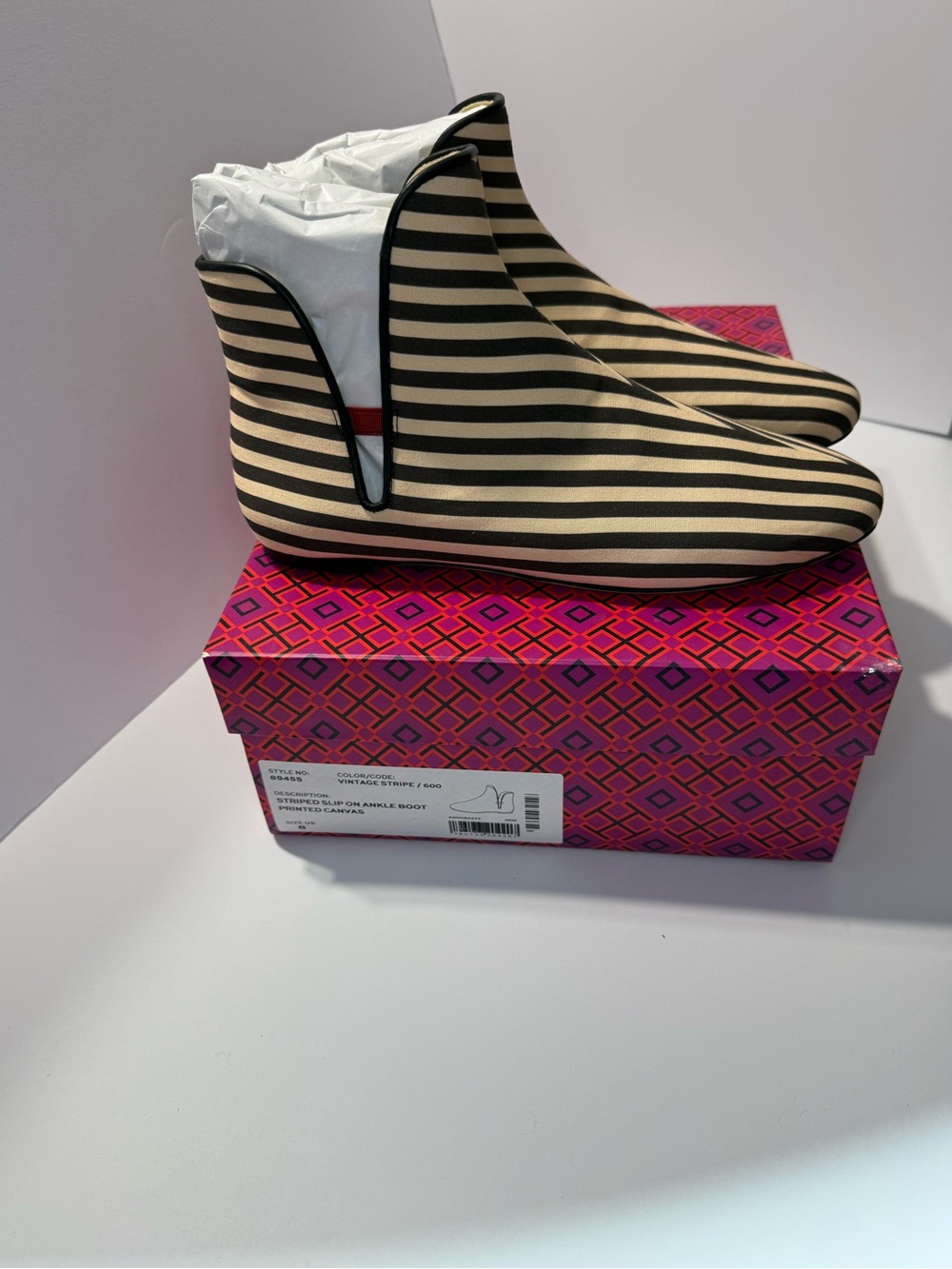 Tory Burch Claire McCardell Striped Slip-on Ankle Boot